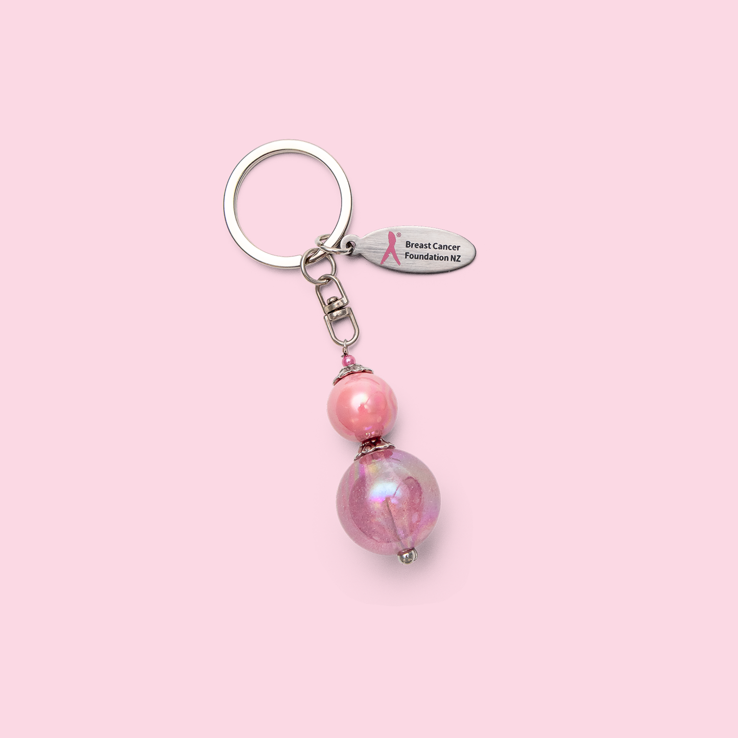 Boob bead keyring - light pink sparkly