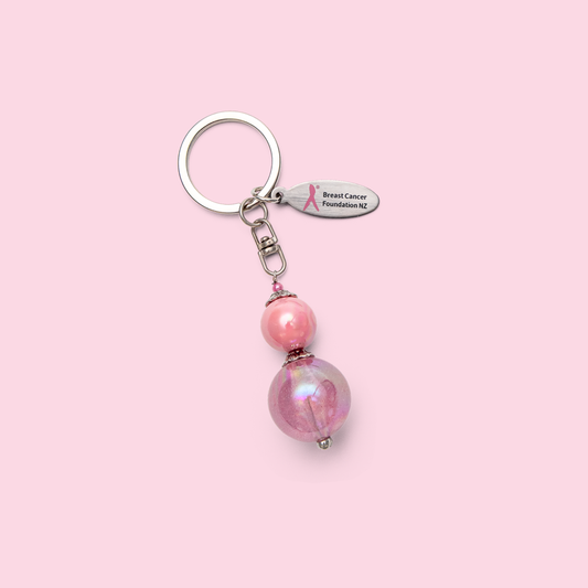 Boob bead keyring - light pink sparkly